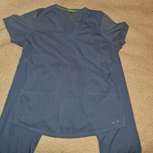 Blue V-Neck Scrub Set